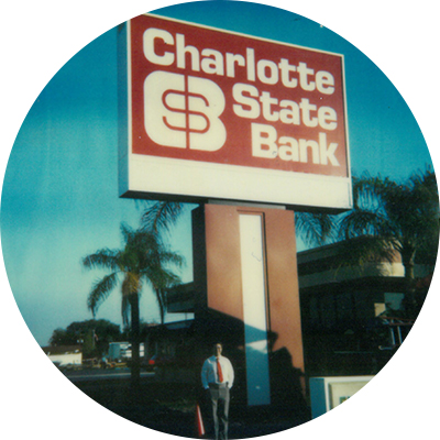 Charlotte State Banks Original building sign from 1987